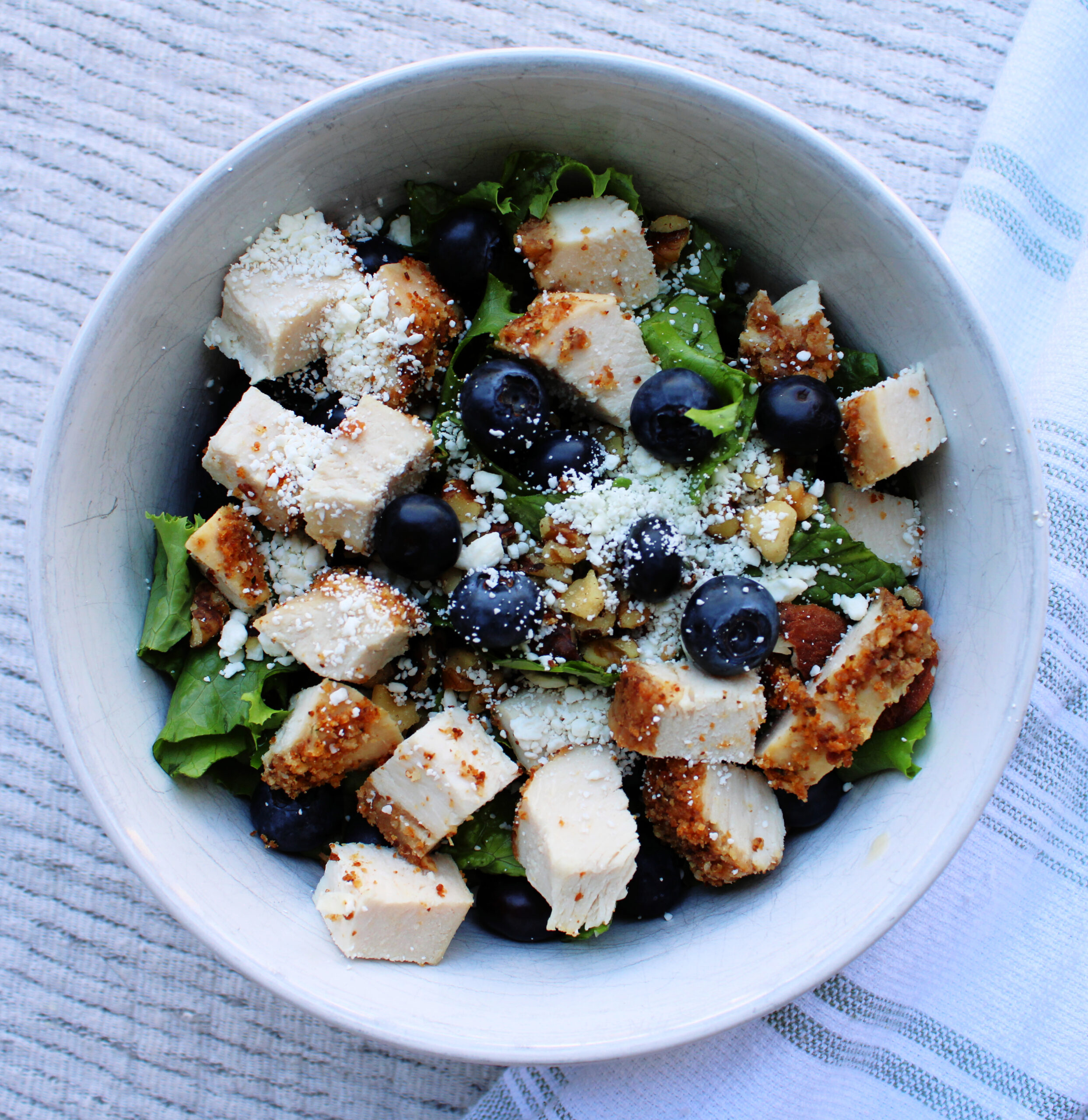 Simple Blueberry and Feta Salad with Oven Roasted Chicken