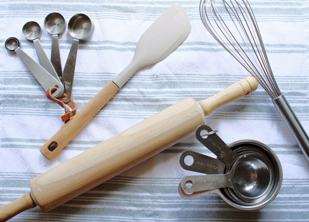Strawberry scone baking tools.