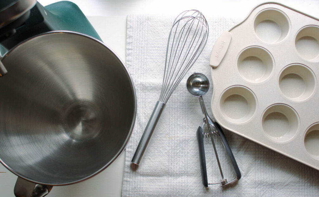 sourdough discard cranberry coconut muffin tools
