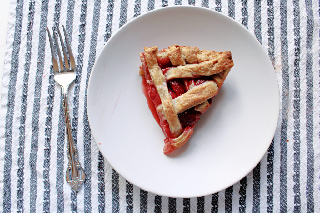 The best strawberry pie with a sourdough pie crust slice