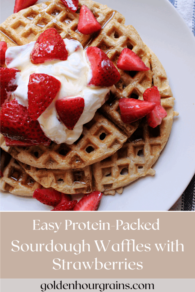 Easy Protein-Packed Sourdough Waffles with Strawberries