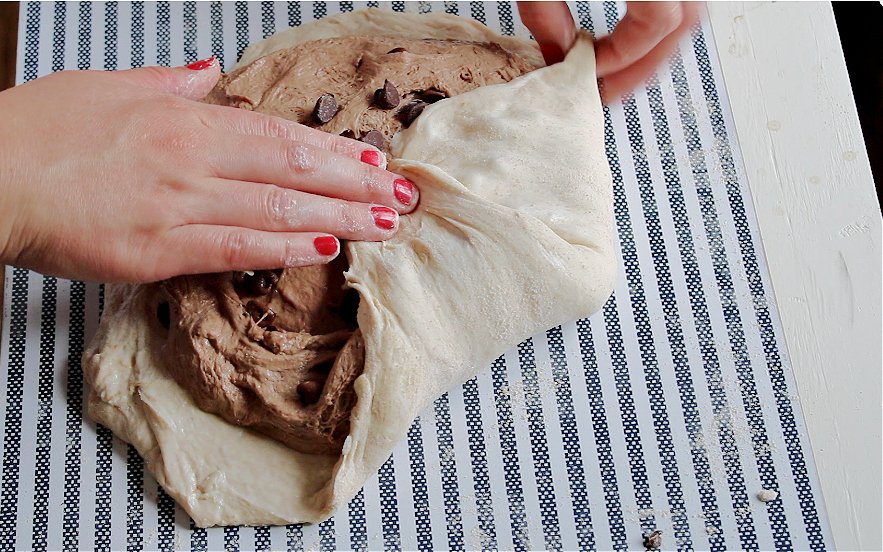 chocolate swirl sourdough bread stretch and folds
