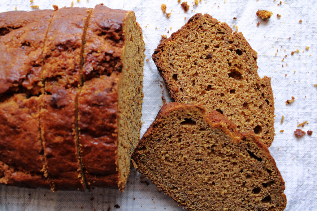 Pumpkin cinnamon sourdough bread slices