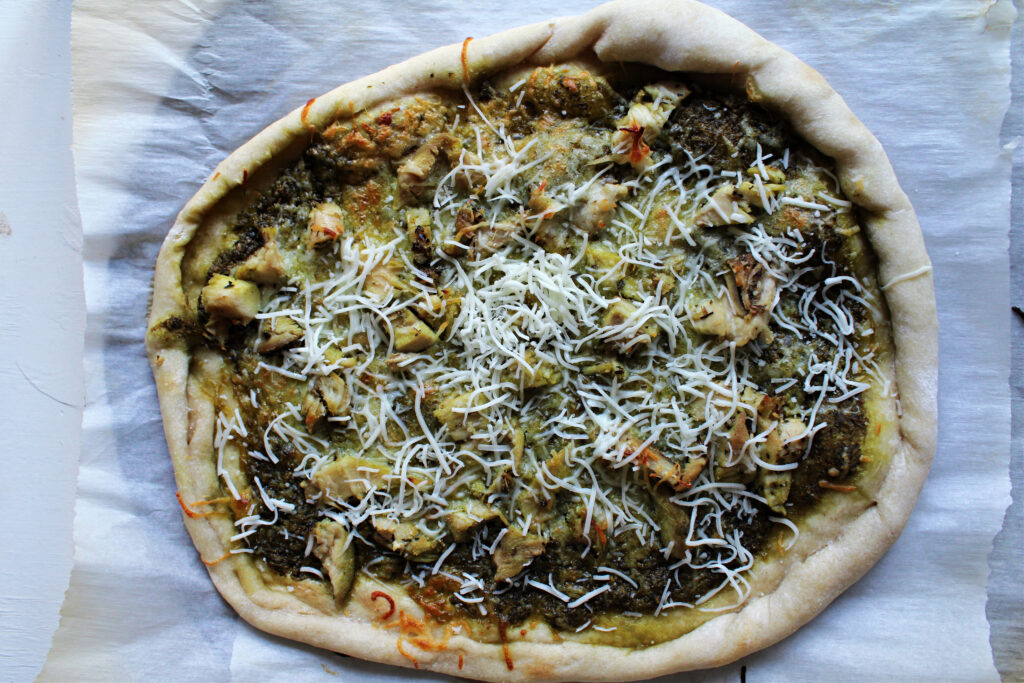 Basil Chicken Pesto Pizza