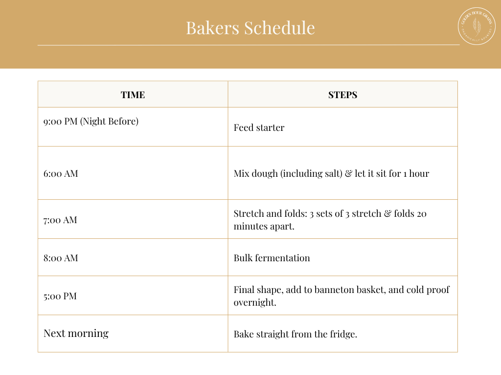 Sourdough baker's schedule