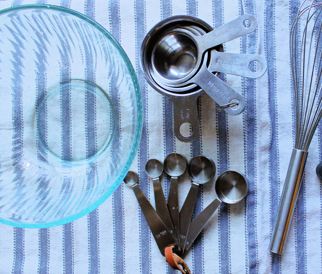 Baking tools on the counter ready for fall and holiday baking.