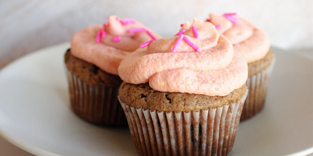 Frosted sourdough chocolate chip cupcakes