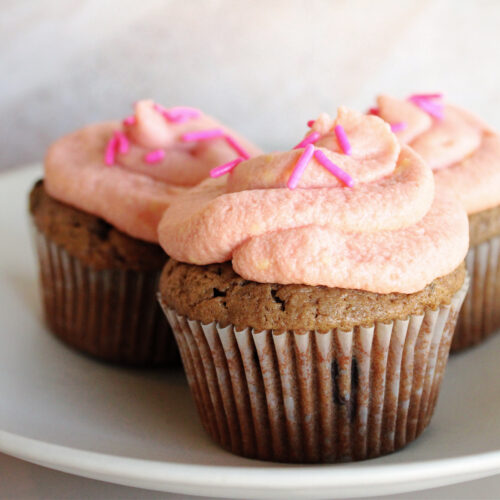 Frosted sourdough chocolate chip cupcakes