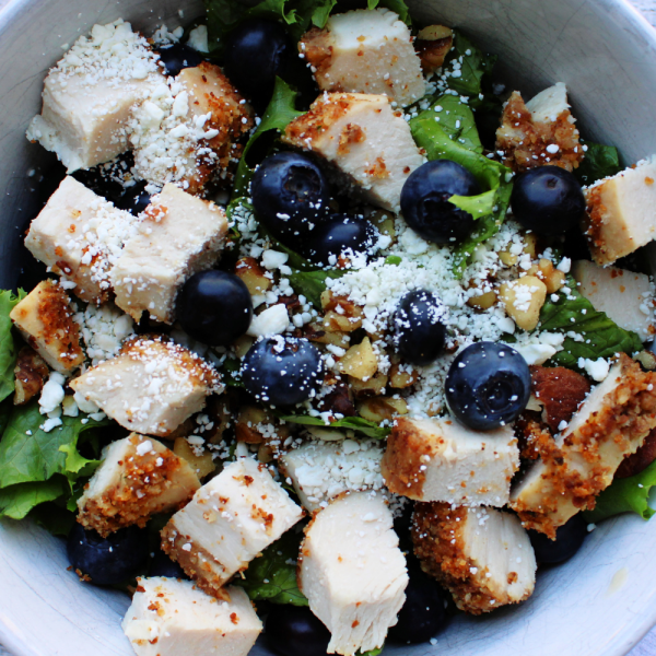 Simple Blueberry and Feta Salad with Oven Roasted Chicken