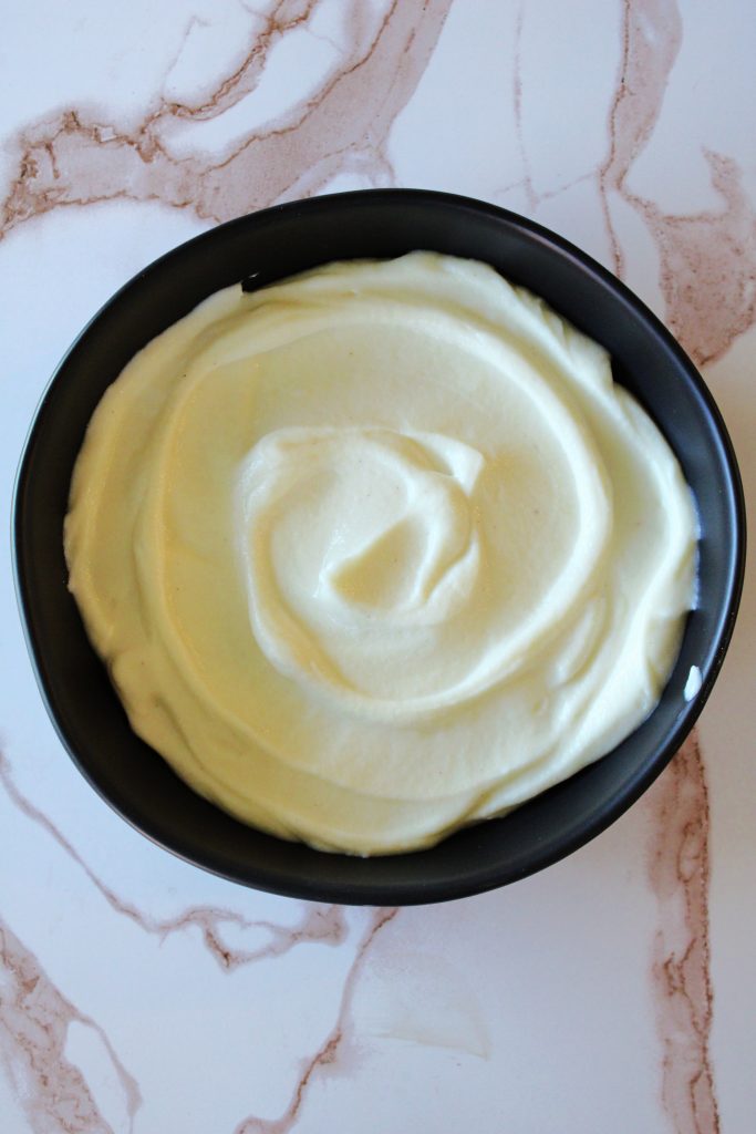 Whipped ricotta in a bowl.