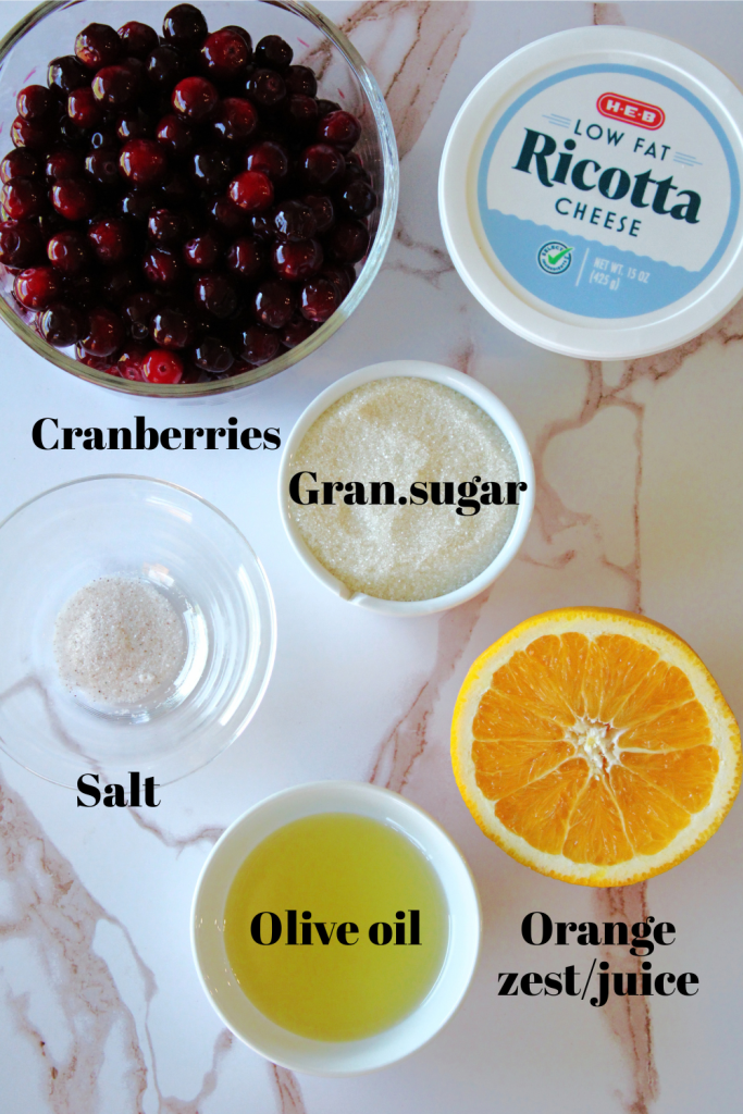 Holiday Cranberry Orange Whipped Ricotta ingredients.